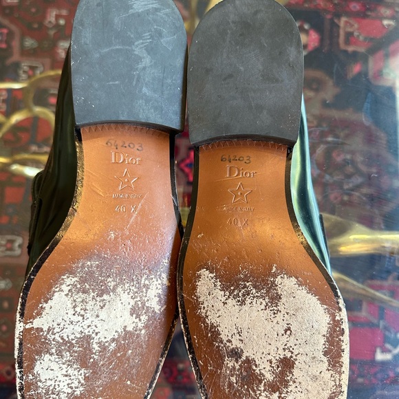 Authentic Dior Direction Black Leather and Gold Loafers - Picture 2 of 6